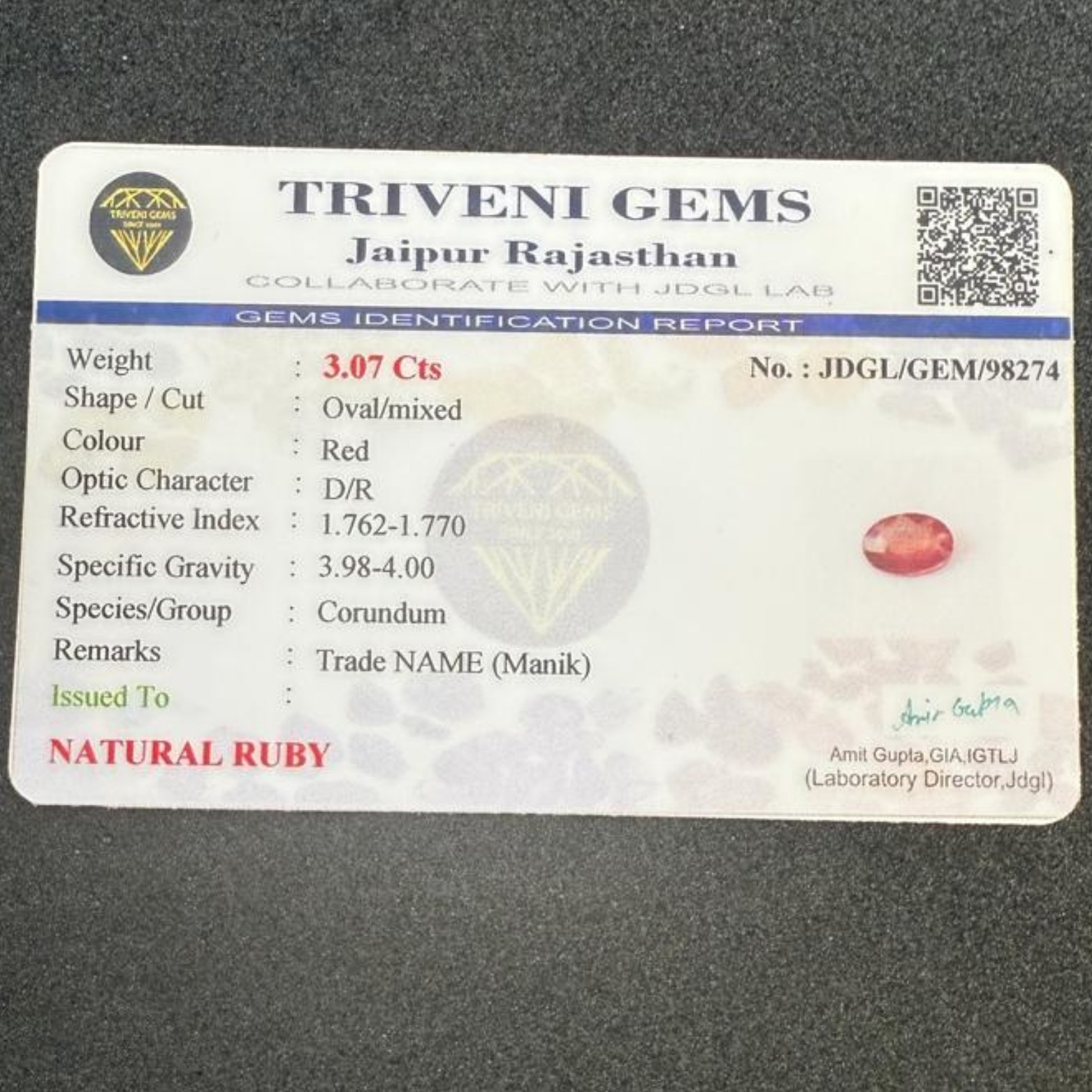 NATURAL RUBY (3.07 Cts)