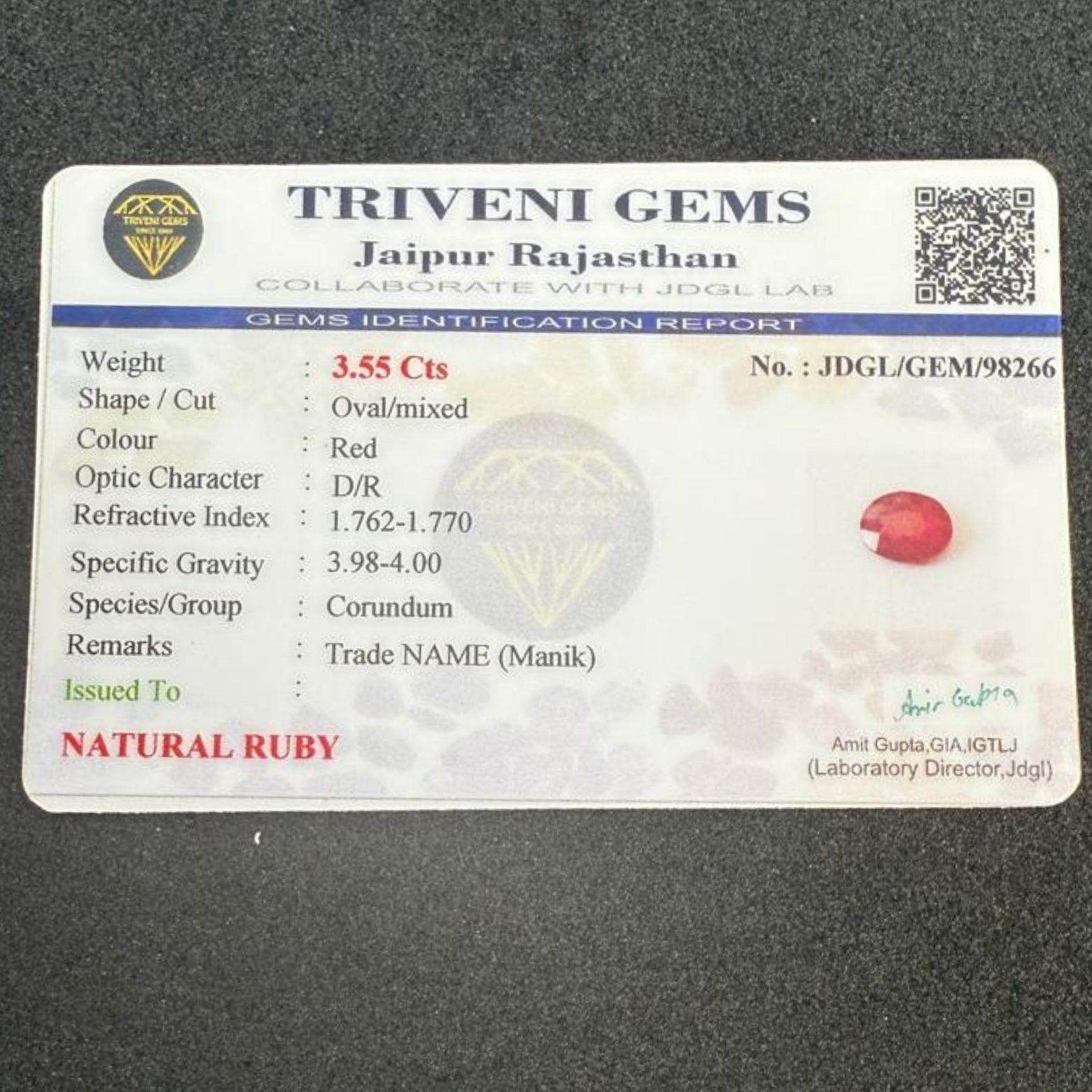 NATURAL RUBY (3.55 Cts)