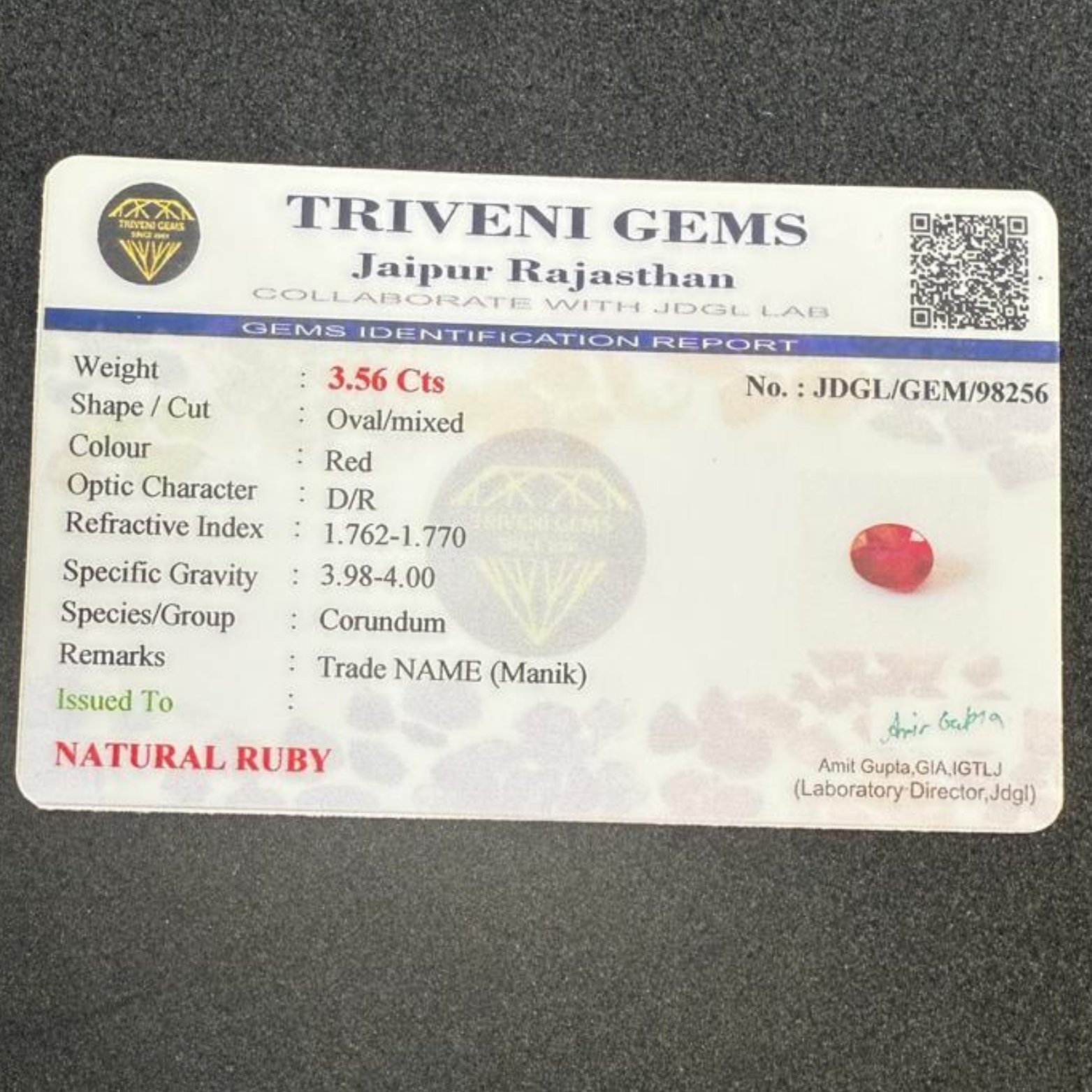 NATURAL RUBY (3.56 Cts)